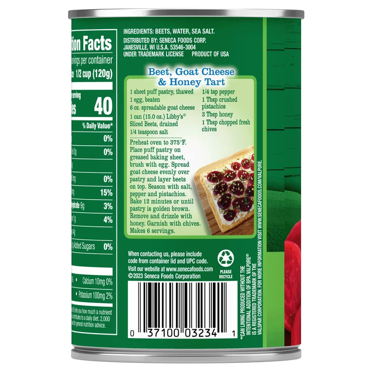 Libby's Sliced Beets, Canned Vegetables, 15 oz