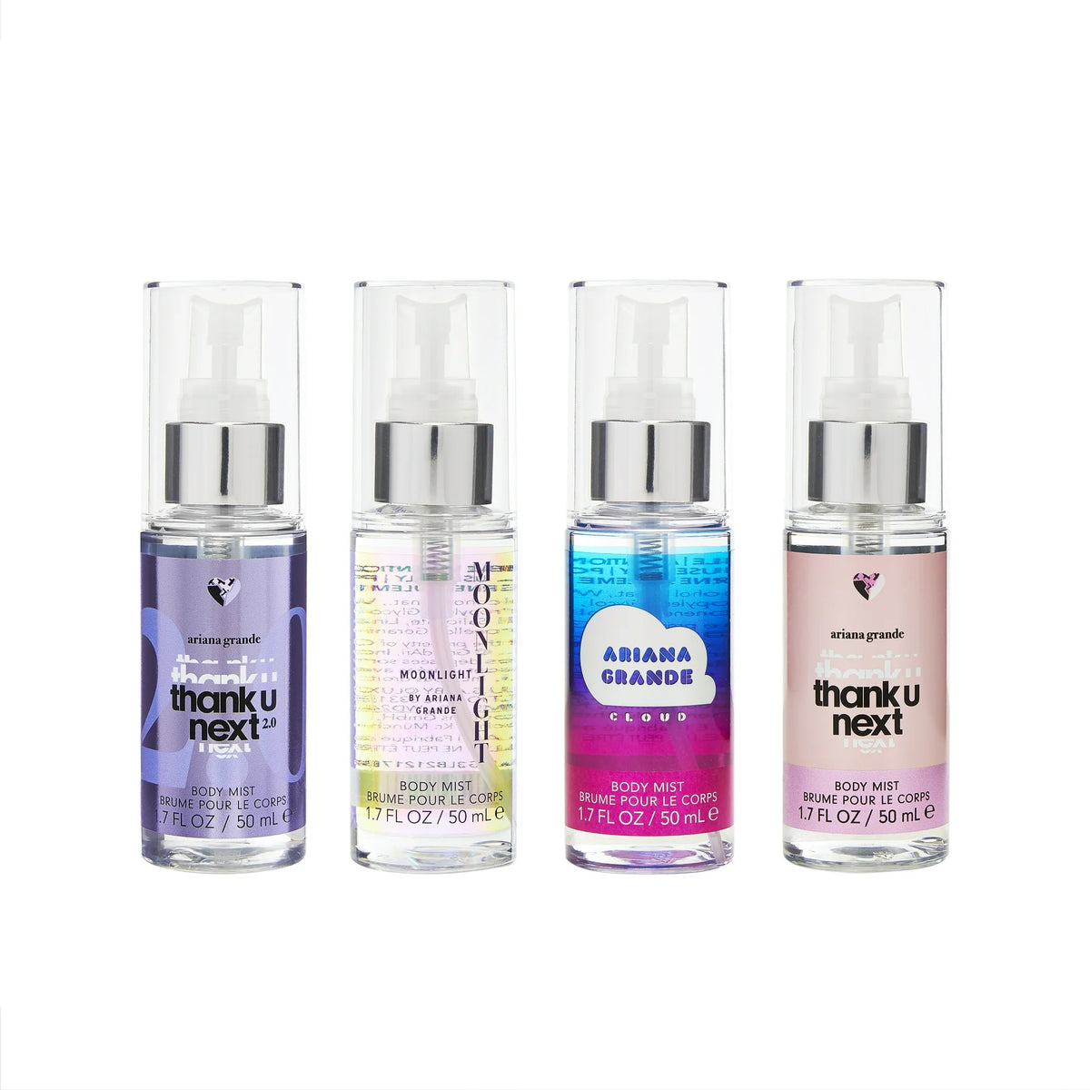 Ariana Grande 4PC Body Spray Coffret, 1.7 OZ (Thank U Next 2.0, Moonlight, Cloud