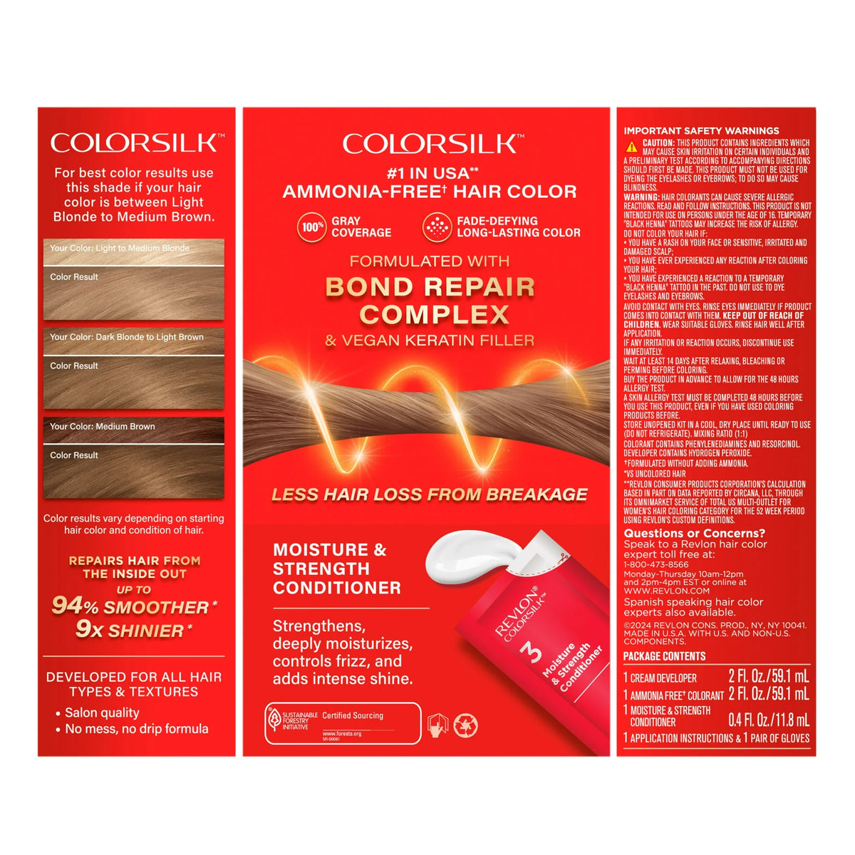 Revlon ColorSilk Permanent Hair Color, Bond Repair Complex, 60 Dark Ash Blonde