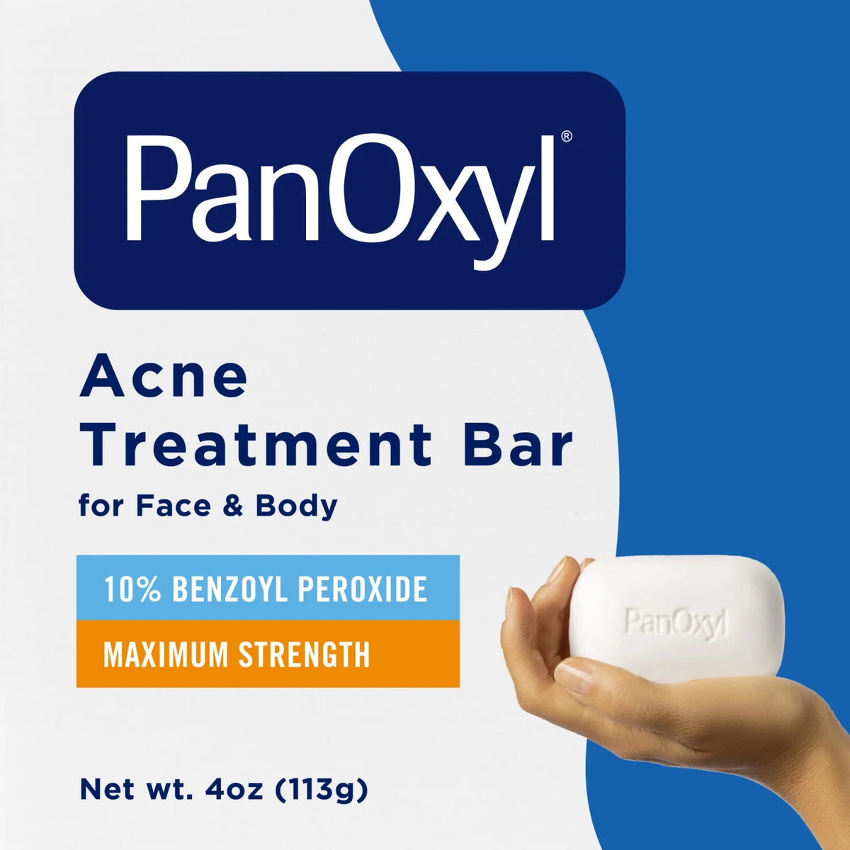 PanOxyl Acne Treatment Bar, Max Strength 10% Benzoyl Peroxide, 4 oz