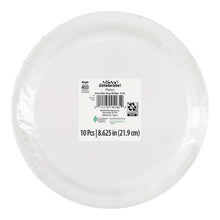 Load image into Gallery viewer, Striped Happy Birthday Disposable Paper Plates, 9", Blue/Green, 10 Pieces, by Way To Celebrate