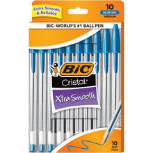 Load image into Gallery viewer, BIC Cristal Xtra Smooth Ballpoint Pen, Medium Point, 1.0 mm, Blue Ink, 10 Count