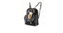 Load image into Gallery viewer, Women Fashionable Backpack Cute Bear Pendant PU Leather Girls Schoolbag Casual Daypack Adjustable Shoulder Straps