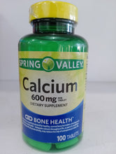 Load image into Gallery viewer, Spring Valley Calcium Bone Health Dietary Supplement Tablets, 600 mg, 100 Count