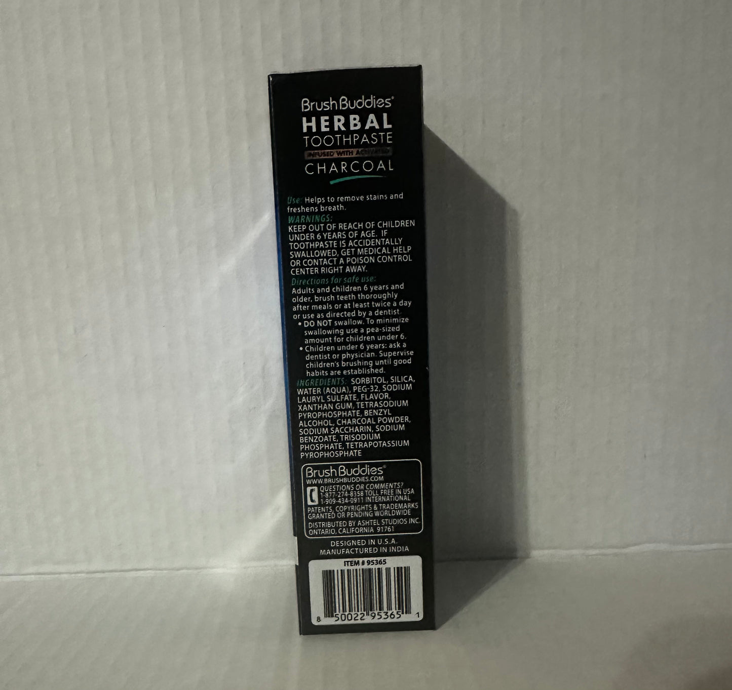 Brush Buddies Charcoal Infused Herbal Toothpaste, 3.5-oz. Tubes