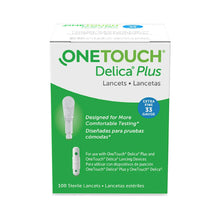 Load image into Gallery viewer, OneTouch Delica Plus Lancets for Diabetes Testing | Extra Fine 33-Gauge Lancets for Blood Test 100 Ct