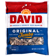 Load image into Gallery viewer, David Original Jumbo Sunflower Seeds, 3.75 oz. Bags 106g Made in USA