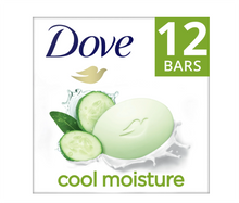 Load image into Gallery viewer, Dove Beauty Bar Women's Bath Soap Gentle Cool Moisture Cucumber & Green Tea All Skin, 3.75 oz 12 Bars