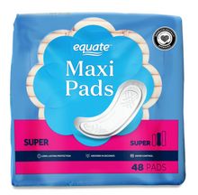 Load image into Gallery viewer, Equate Maxi Pads napkin, Super (48 Count)