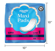 Load image into Gallery viewer, Equate Maxi Pads napkin, Super (48 Count)