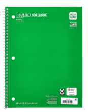 Load image into Gallery viewer, College Ruled 1-Subject Notebook, 8" x 10.5", Green, 70 Sheets