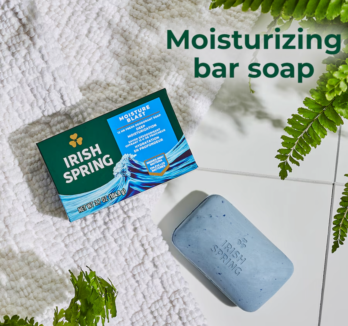 Irish Spring Moisture Blast Deodorant Soap Bars, 2 ct