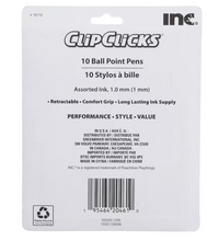 Load image into Gallery viewer, Inc. ClipClicks Colorful Ballpoint Pens, 10-ct.