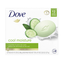 Load image into Gallery viewer, Dove Beauty Bar Women's Bath Soap Gentle Cool Moisture Cucumber & Green Tea All Skin, 3.75 oz 12 Bars
