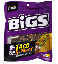 Load image into Gallery viewer, Bigs Taco Supreme Flavored Sunflower Seeds, 3.63 oz. Bags