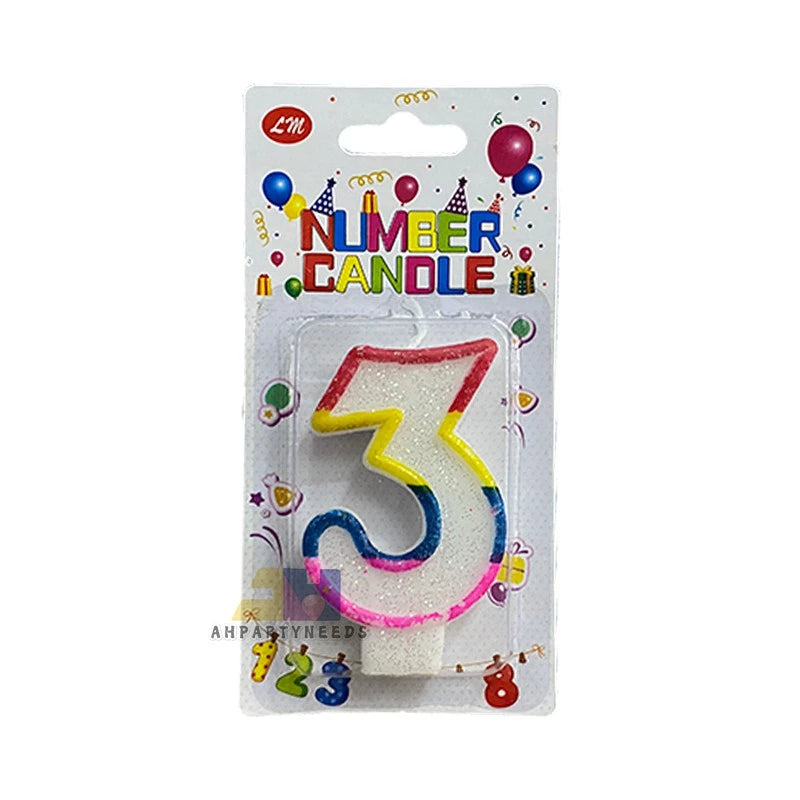 Glitter Coloful Number Candle Happy Birthday Cake Candle Decoration#3