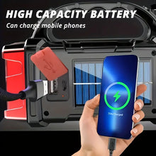 Load image into Gallery viewer, Versatile Solar-Powered Flashlight with 1500mAh Rechargeable Battery, USB Charging & Red Light - Perfect for Camping, Fishing & Outdoor Adventures