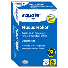 Load image into Gallery viewer, Equate Mucus ER Extended-Release Tablets, 600 mg, 20 Count