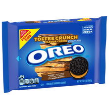 Load image into Gallery viewer, OREO Toffee Crunch Creme with Sugar Crystals Chocolate Sandwich Cookies, Family Size, 17 oz
