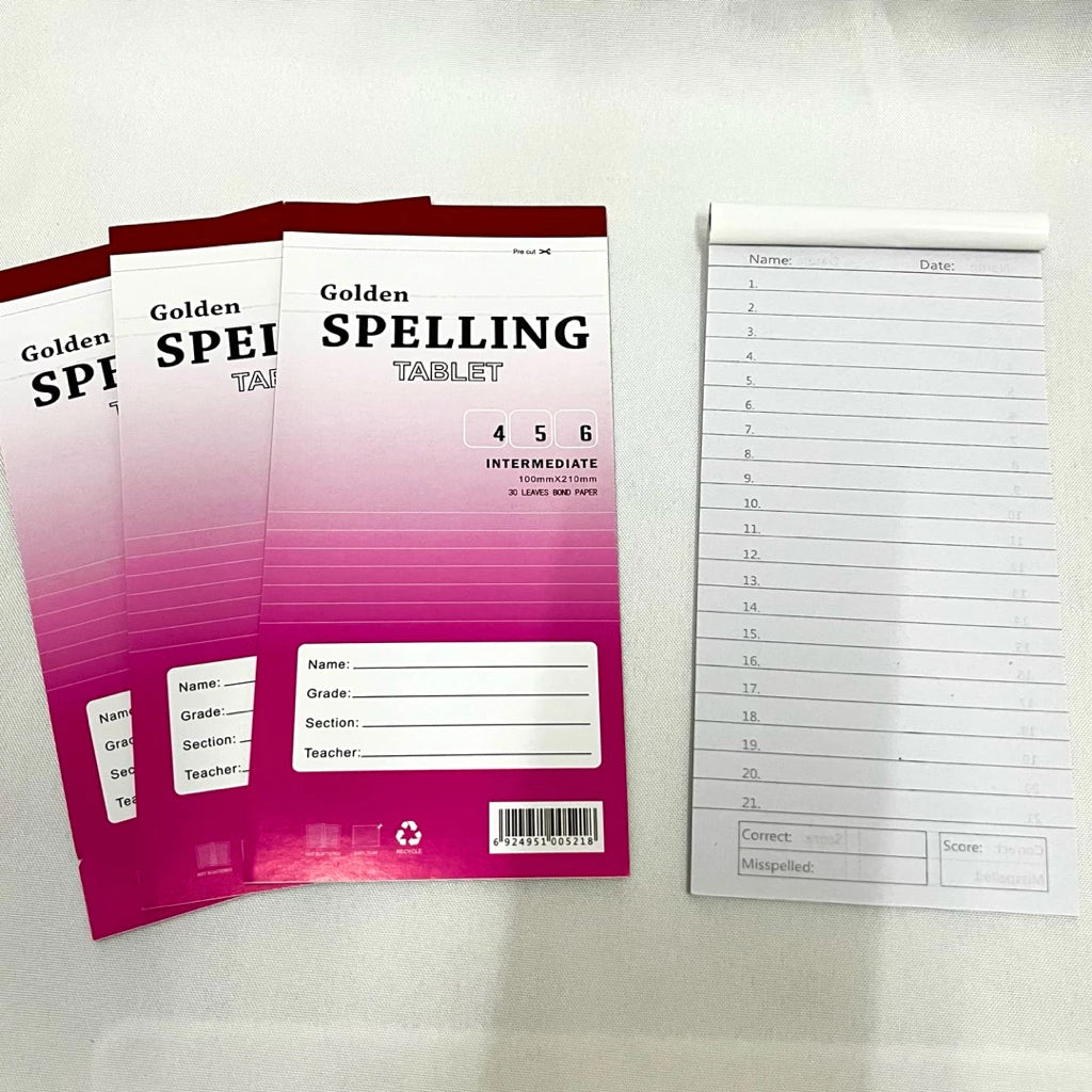 Spelling Booklet for intermediate Grade 4,5,6 30 lvs