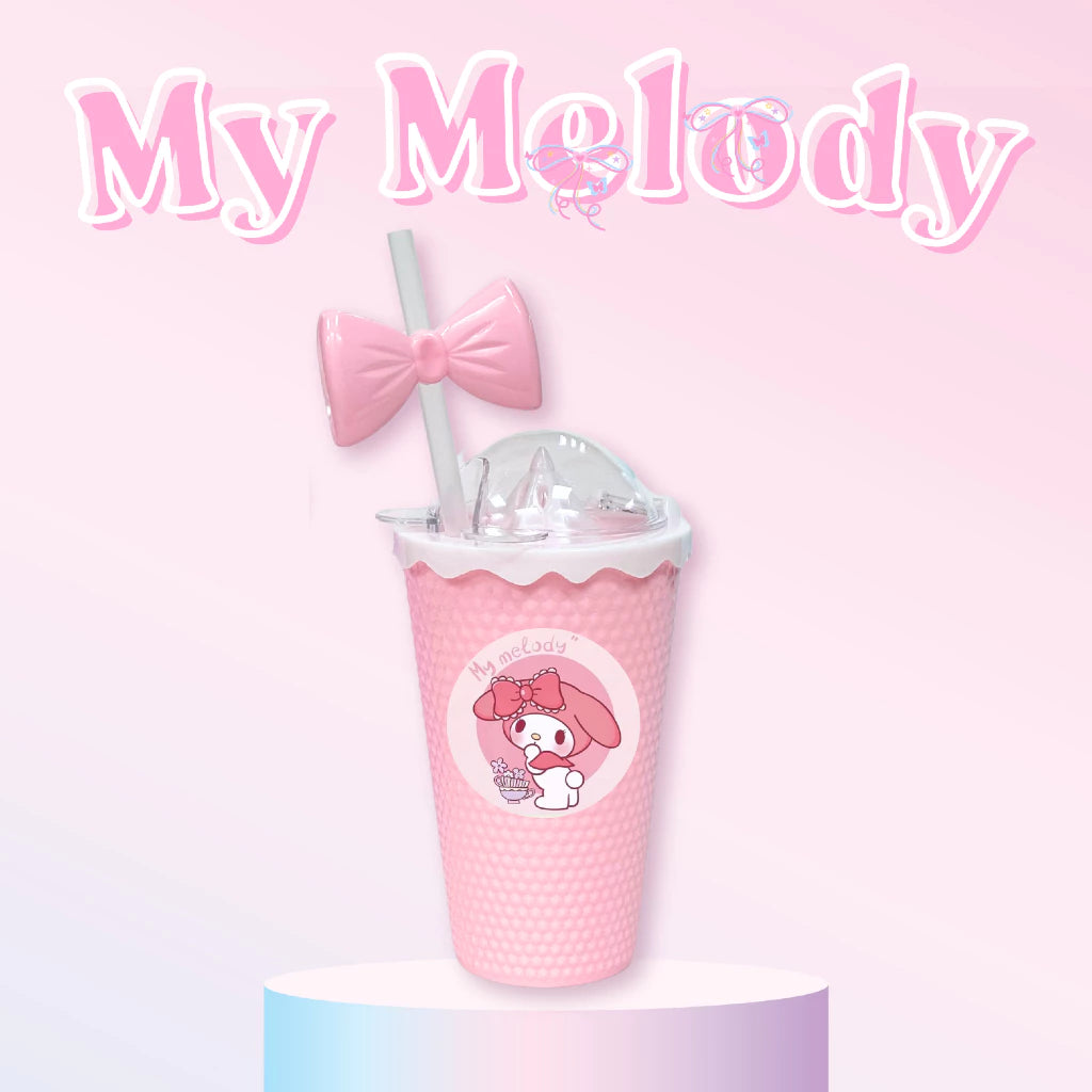 Sanrio tumbler with ribbon straw cup w/ my melody