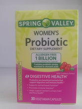 Load image into Gallery viewer, Spring Valley Women Probiotic 1 billion dietary supplement 30 capsules
