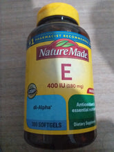 Load image into Gallery viewer, Nature Made 400 iu Vit. E 180mg (300ct) Softgels
