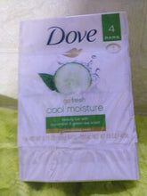 Load image into Gallery viewer, Dove Go Fresh Cool Moisture Beauty Bar Soap With Cucumber & Green Tea Scent Pack of 4 (425g)