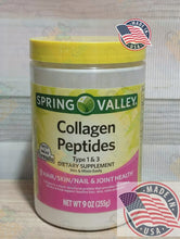 Load image into Gallery viewer, Spring valley powder COLLAGEN Peptides hair, skin & nails 9 oz (255g)