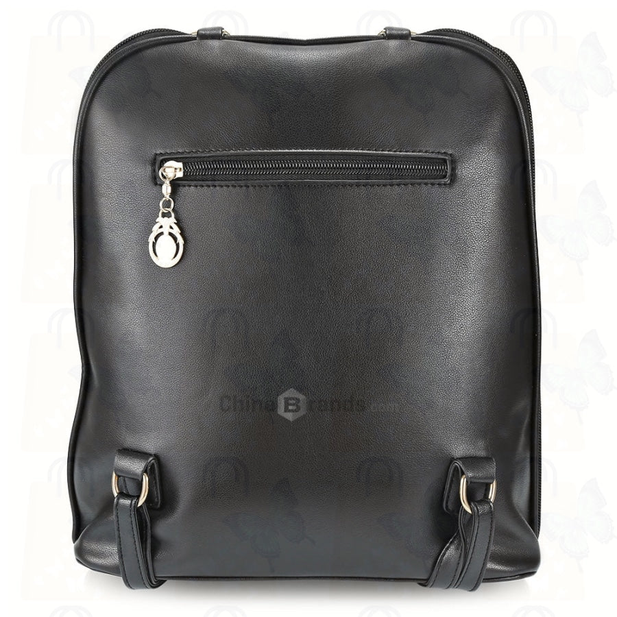 Women Fashionable Backpack Cute Bear Pendant PU Leather Girls Schoolbag Casual Daypack Adjustable Shoulder Straps