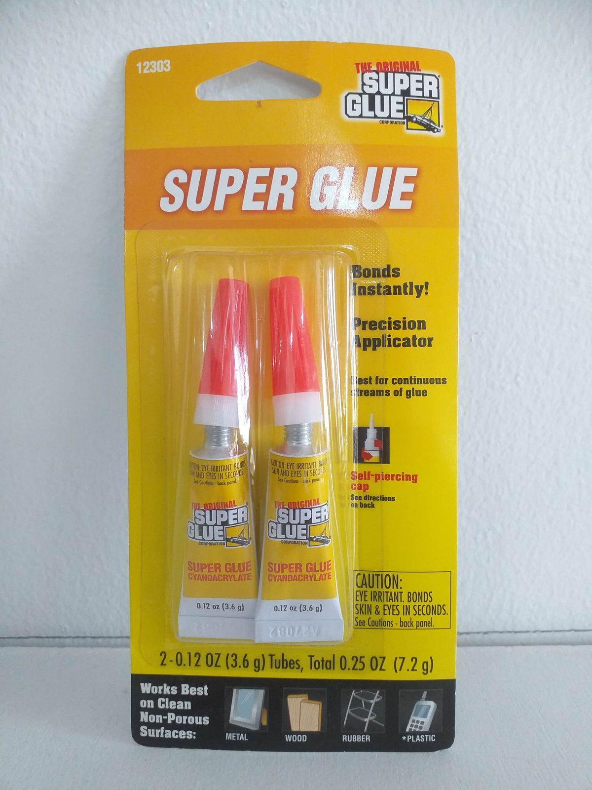 The Original Super Glue Instant Super Glue 2 tubes,0.25 oz(7.2g)