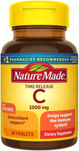 Load image into Gallery viewer, Nature Made Vitamin C 1000 mg Time Release Tablets with Rose Hips, 60 Count to Help Support the Immune System