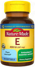 Load image into Gallery viewer, Nature Made Vitamin E 267 mg (400 IU) d-Alpha Softgels, 100 Count for Antioxidant Support
