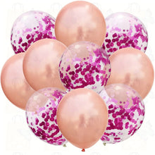 Load image into Gallery viewer, 10pcs/lot Mix Rose Gold Confetti Balloons Birthday Party Decorations