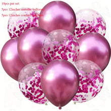 Load image into Gallery viewer, 10pcs/lot Mix Rose Gold Confetti Balloons Birthday Party Decorations