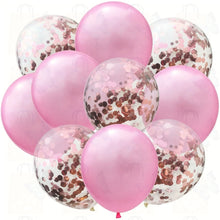 Load image into Gallery viewer, 10pcs/lot Mix Rose Gold Confetti Balloons Birthday Party Decorations