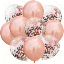 Load image into Gallery viewer, 10pcs/lot Mix Rose Gold Confetti Balloons Birthday Party Decorations