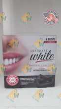 Load image into Gallery viewer, Ultimate White Whitening Dental Strips infused w/activated charcoal 6 strips