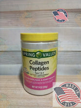 Load image into Gallery viewer, Spring valley powder COLLAGEN Peptides hair, skin & nails 9 oz (255g)