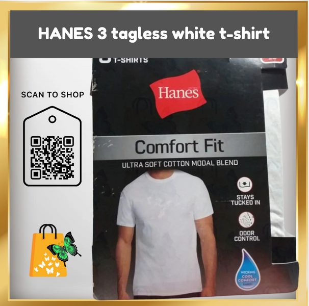 HANES 3 tagless white t-shirt