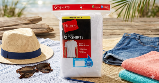 Hanes Men's Value Pack White Crew T-Shirt Undershirts, 6 Pack