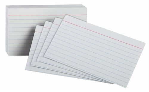 Ruled Index Cards, 3 x 5, White,