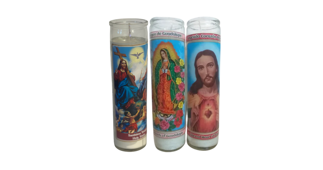 Religious Candles Sacred Heart Of Jesus and virgin de Guadalupe candles