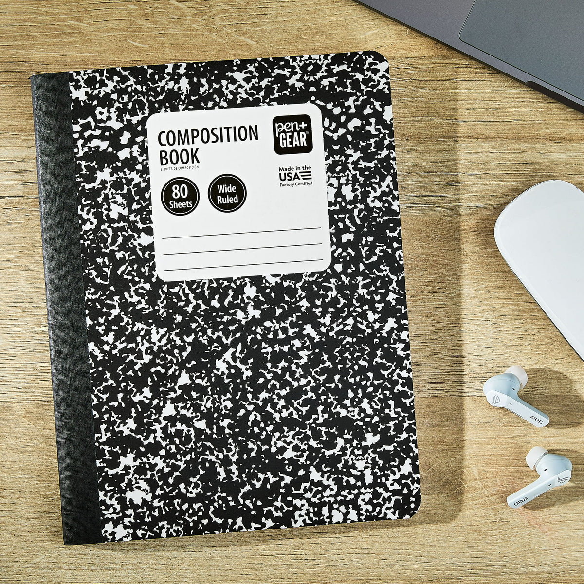 Pen+Gear Composition Book, Wide Ruled, 7.5"x 9.75", Marble Design, Paper Cover, 80 Sheets