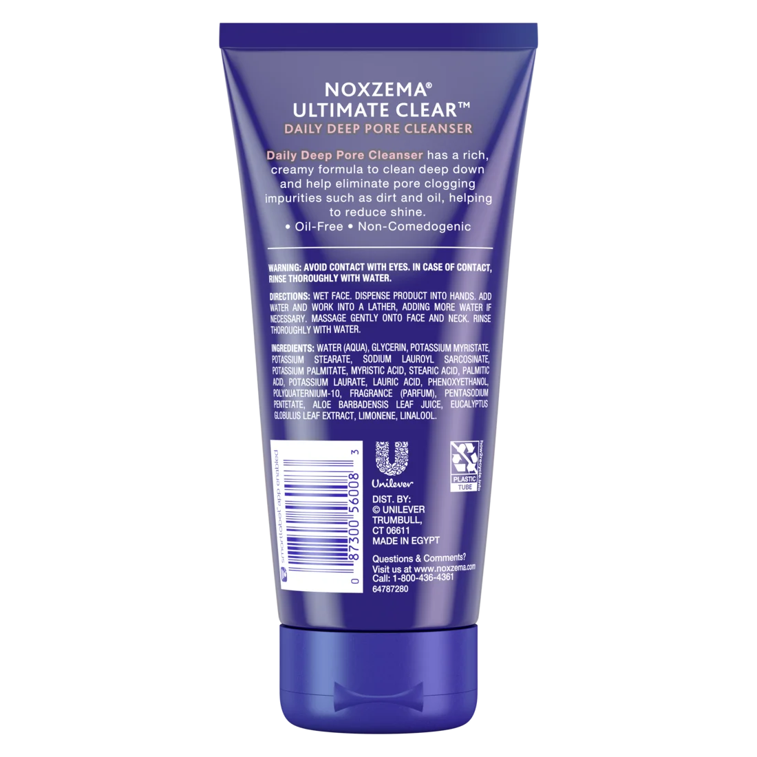 Noxzema Deep Pore Facial Cleanser Cream, Daily Face Cleansing for All Skin Types 6 oz
