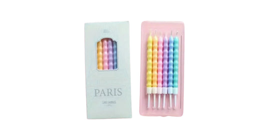 6-Pack Macaron Glitter Paraffin Wax Cake Candles, Twisted Spiral Design, Single-Wick