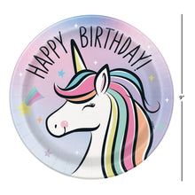 Load image into Gallery viewer, Dreamy Unicorn Disposable Round Paper Plates, 9", Multicolor, 10 Count, by Way To Celebrate
