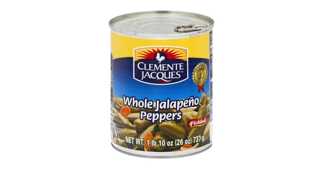 Clemente Jacques Whole Jalapeno Peppers, Pickled Jalapeno Peppers, 26 oz(737g) Can