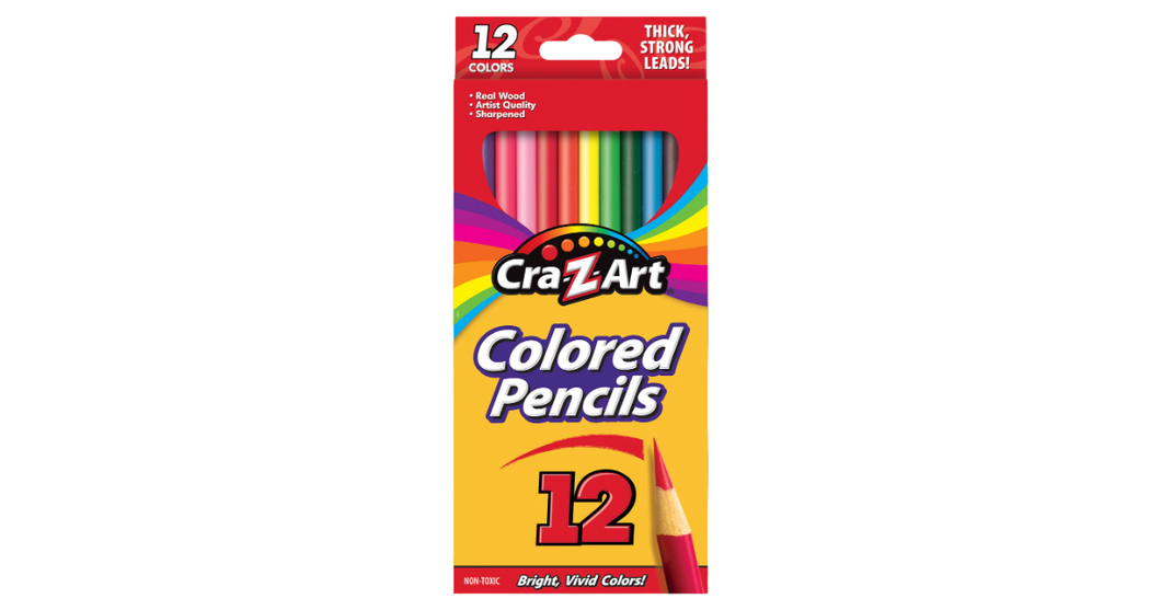 Cra-Z-Art 12 Colored Pencils Thick, Strong Leads!