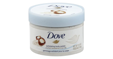 Load image into Gallery viewer, Dove Exfoliating Body Polish Crushed Macadamia &amp; Rice Milk 10.5 oz
